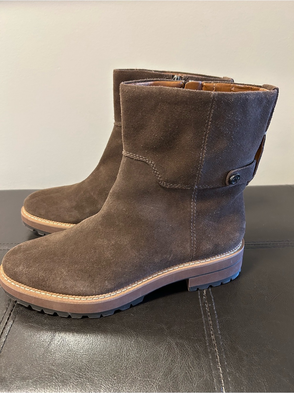 Franco Sarto Dark Brown Suede Ankle Booties